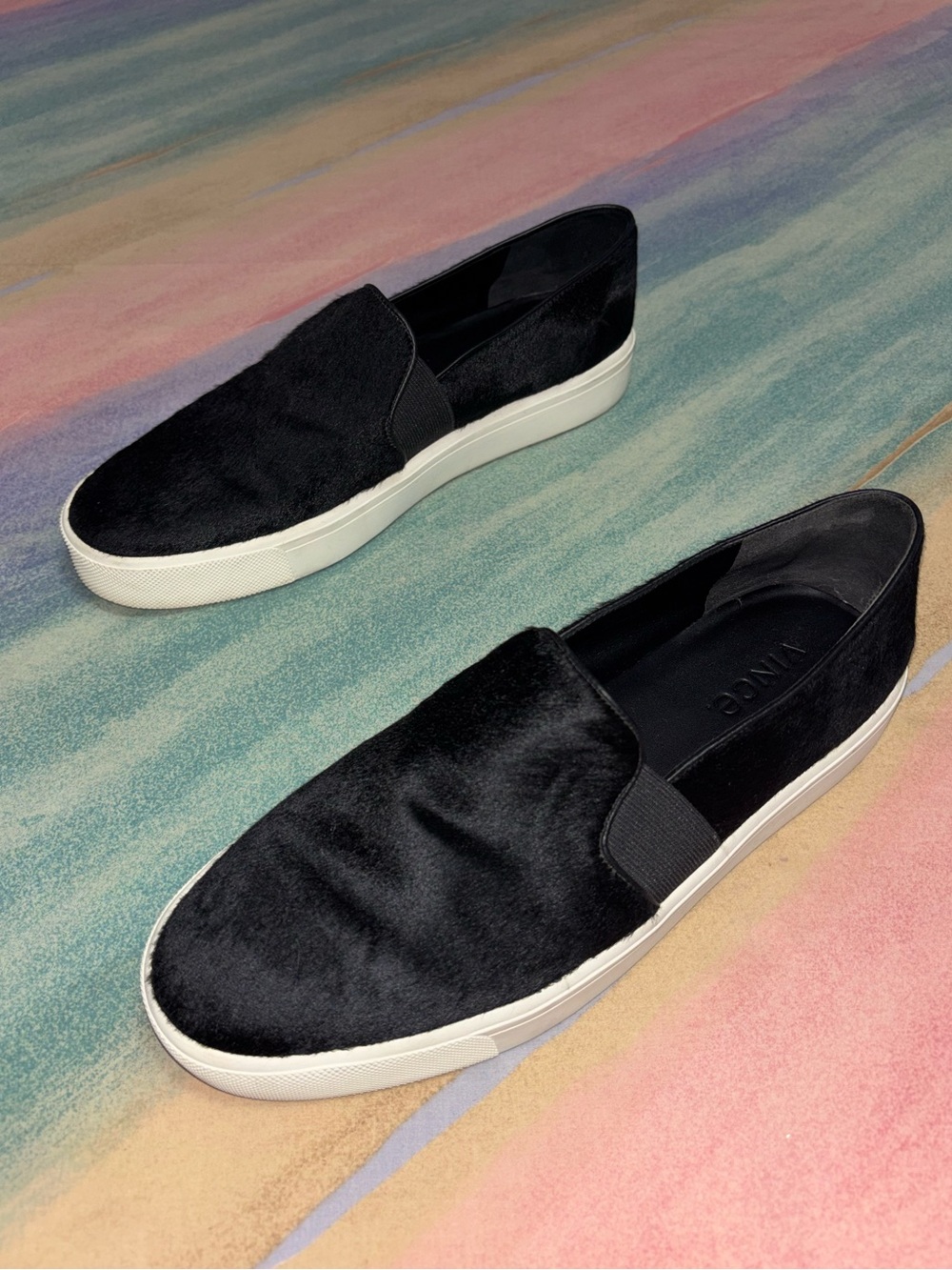 Vince Berlin 2 black calf hair Slip on sneaker size US 9.5 / EU 41